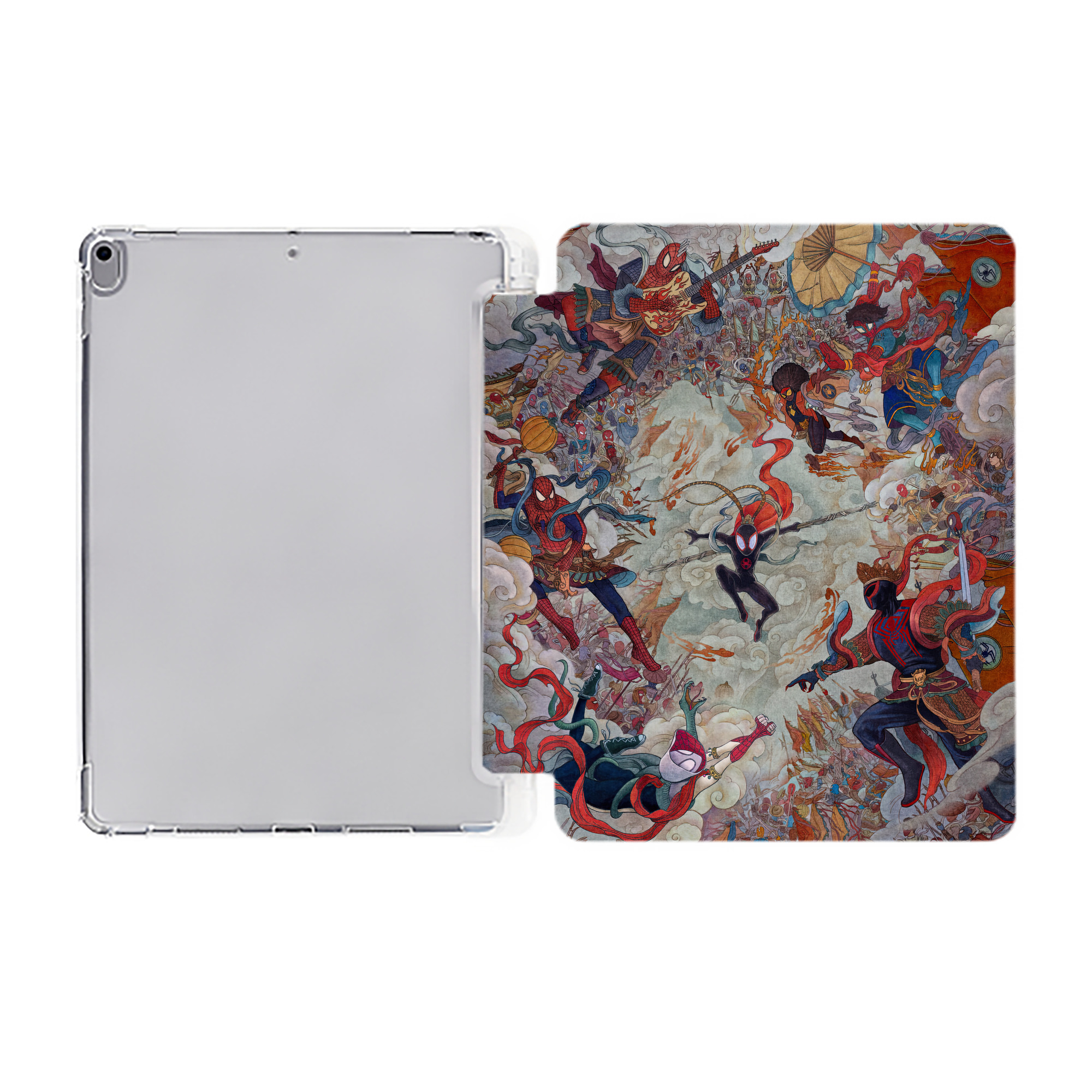 （画像用） Spider Man スパイダーマン IPad ケース ペン収納付き 三つ折りスタンド PUレザー×シリコン 対応機種9.5/10.5/10.9インチ